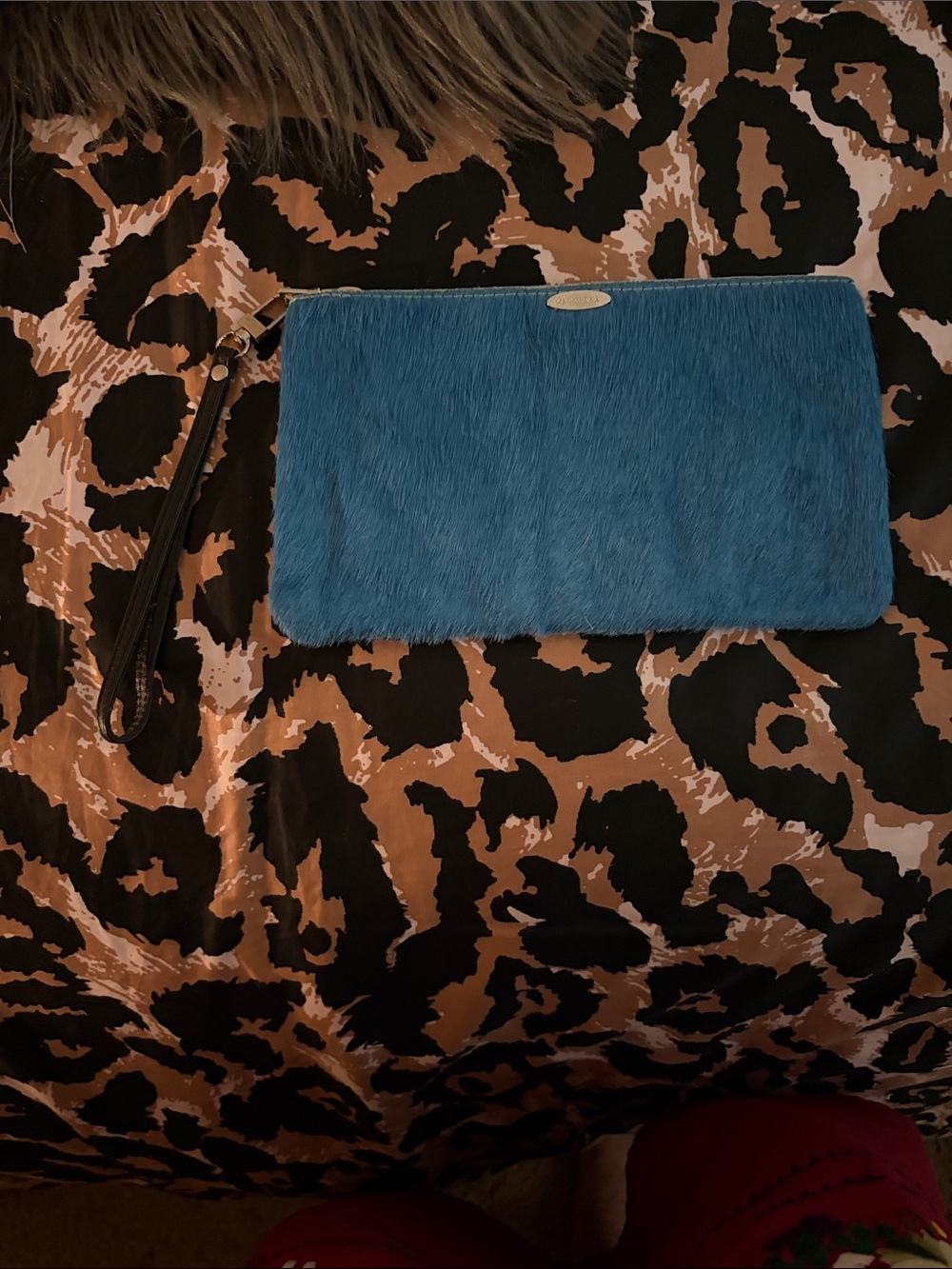 Blue Faux-Fur Wristlet Clutch - Women Bags